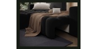 Canapé d’angle convertible DORY noir 250 cm avec coffre de rangement angle gauche 