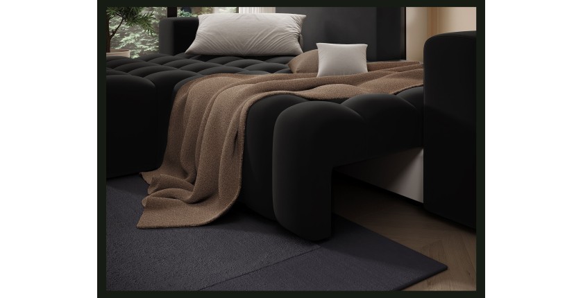 Canapé d’angle convertible DORY noir 250 cm avec coffre de rangement angle gauche 