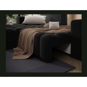 Canapé d’angle convertible DORY noir 250 cm avec coffre de rangement angle gauche 