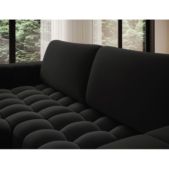 Canapé d’angle convertible DORY noir 250 cm avec coffre de rangement angle gauche 