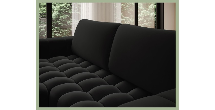 Canapé d’angle convertible DORY noir 250 cm avec coffre de rangement angle gauche 