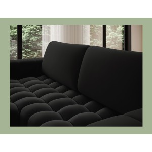 Canapé d’angle convertible DORY noir 250 cm avec coffre de rangement angle gauche 