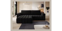 Canapé d’angle convertible DORY noir 250 cm avec coffre de rangement angle gauche 