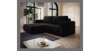 Canapé d’angle convertible DORY noir 250 cm avec coffre de rangement angle gauche 