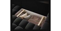 Canapé d’angle convertible DORY noir 250 cm avec coffre de rangement angle gauche 