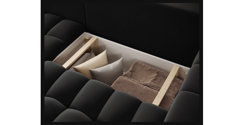 Canapé d’angle convertible DORY noir 250 cm avec coffre de rangement angle gauche 