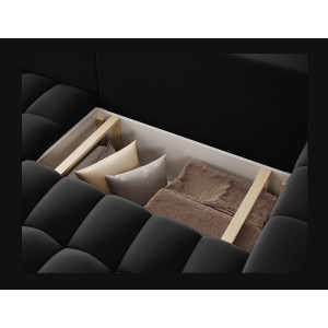 Canapé d’angle convertible DORY noir 250 cm avec coffre de rangement angle gauche 