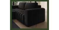Canapé d’angle convertible DORY noir 250 cm avec coffre de rangement angle gauche 