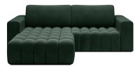 Canapé d’angle convertible DORY vert foncé 250 cm avec coffre de rangement angle gauche 