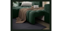 Canapé d’angle convertible DORY vert foncé 250 cm avec coffre de rangement angle gauche 