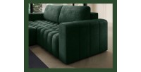 Canapé d’angle convertible DORY vert foncé 250 cm avec coffre de rangement angle gauche 