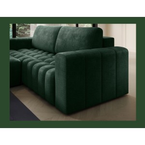 Canapé d’angle convertible DORY vert foncé 250 cm avec coffre de rangement angle gauche 