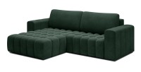 Canapé d’angle convertible DORY vert foncé 250 cm avec coffre de rangement angle gauche 