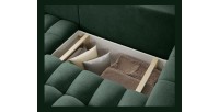 Canapé d’angle convertible DORY vert foncé 250 cm avec coffre de rangement angle gauche 