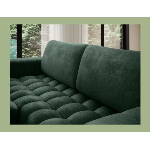 Canapé d’angle convertible DORY vert foncé 250 cm avec coffre de rangement angle gauche 