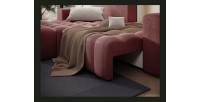 Canapé d’angle convertible DORY rose 250 cm avec coffre de rangement angle gauche 