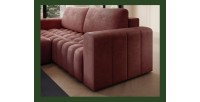 Canapé d’angle convertible DORY rose 250 cm avec coffre de rangement angle gauche 