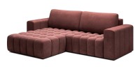 Canapé d’angle convertible DORY rose 250 cm avec coffre de rangement angle gauche 