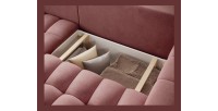 Canapé d’angle convertible DORY rose 250 cm avec coffre de rangement angle gauche 