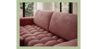 Canapé d’angle convertible DORY rose 250 cm avec coffre de rangement angle gauche 