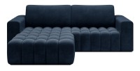 Canapé d’angle convertible DORY bleu foncé 250 cm avec coffre de rangement angle gauche 
