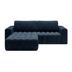 Canapé d’angle convertible DORY bleu foncé 250 cm avec coffre de rangement angle gauche 