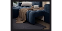 Canapé d’angle convertible DORY bleu foncé 250 cm avec coffre de rangement angle gauche 