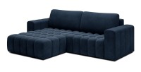 Canapé d’angle convertible DORY bleu foncé 250 cm avec coffre de rangement angle gauche 