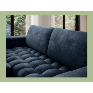 Canapé d’angle convertible DORY bleu foncé 250 cm avec coffre de rangement angle gauche 