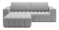 Canapé d’angle convertible DORY gris 250 cm avec coffre de rangement angle gauche 