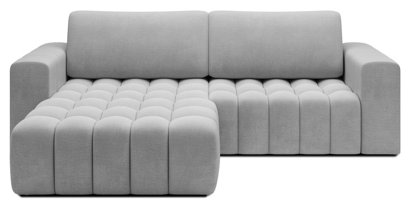 Canapé d’angle convertible DORY gris 250 cm avec coffre de rangement angle gauche 