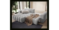 Canapé d’angle convertible DORY gris 250 cm avec coffre de rangement angle gauche 