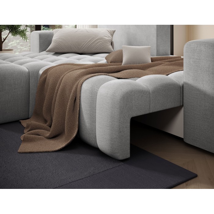Canapé d’angle convertible DORY gris 250 cm avec coffre de rangement angle gauche 