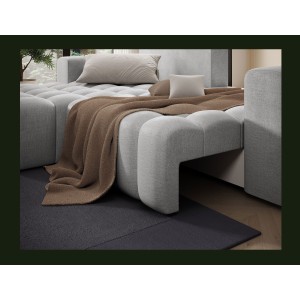 Canapé d’angle convertible DORY gris 250 cm avec coffre de rangement angle gauche 