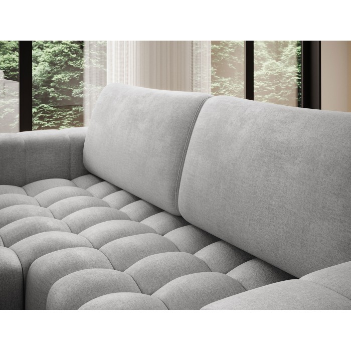 Canapé d’angle convertible DORY gris 250 cm avec coffre de rangement angle gauche 