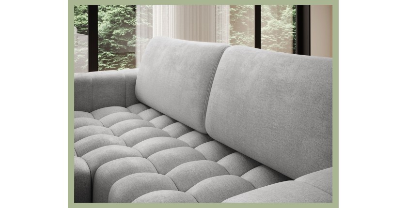 Canapé d’angle convertible DORY gris 250 cm avec coffre de rangement angle gauche 