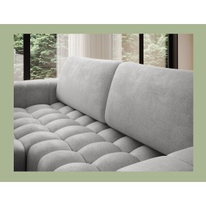Canapé d’angle convertible DORY gris 250 cm avec coffre de rangement angle gauche 