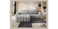 Canapé d’angle convertible DORY gris 250 cm avec coffre de rangement angle gauche 
