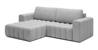 Canapé d’angle convertible DORY gris 250 cm avec coffre de rangement angle gauche 