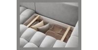 Canapé d’angle convertible DORY gris 250 cm avec coffre de rangement angle gauche 