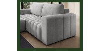 Canapé d’angle convertible DORY gris 250 cm avec coffre de rangement angle gauche 