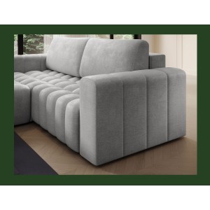 Canapé d’angle convertible DORY gris 250 cm avec coffre de rangement angle gauche 