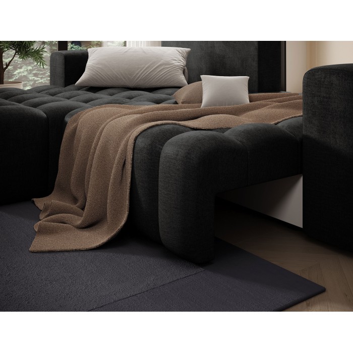 Canapé d’angle convertible DORY gris foncé 250 cm avec coffre de rangement angle gauche 