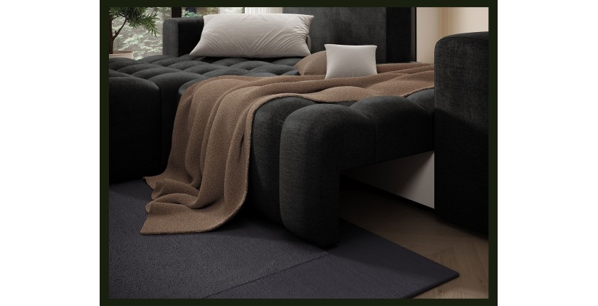 Canapé d’angle convertible DORY gris foncé 250 cm avec coffre de rangement angle gauche 