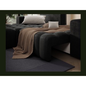Canapé d’angle convertible DORY gris foncé 250 cm avec coffre de rangement angle gauche 