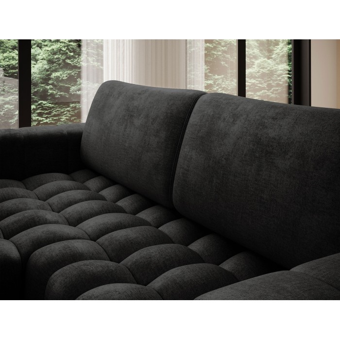 Canapé d’angle convertible DORY gris foncé 250 cm avec coffre de rangement angle gauche 