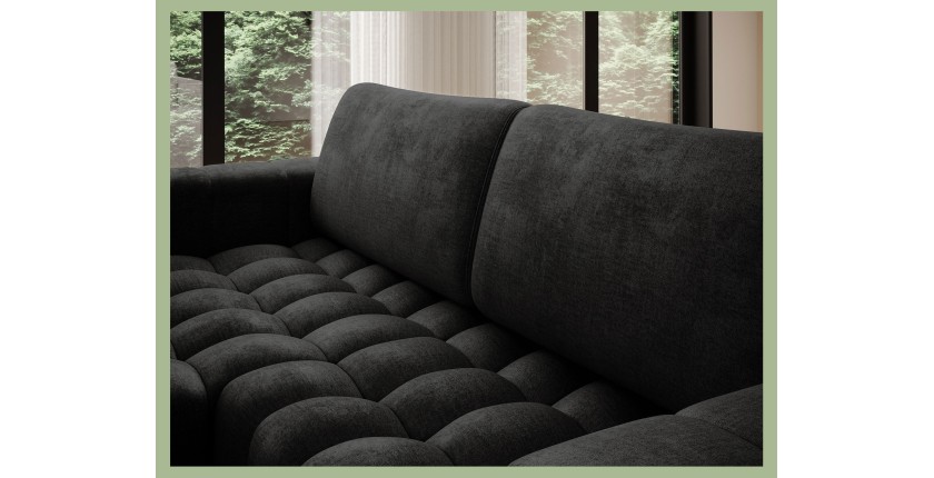 Canapé d’angle convertible DORY gris foncé 250 cm avec coffre de rangement angle gauche 