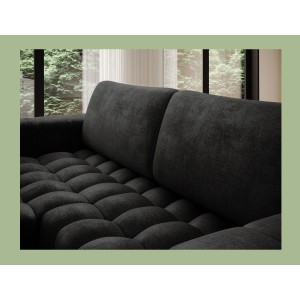 Canapé d’angle convertible DORY gris foncé 250 cm avec coffre de rangement angle gauche 