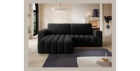 Canapé d’angle convertible DORY gris foncé 250 cm avec coffre de rangement angle gauche 