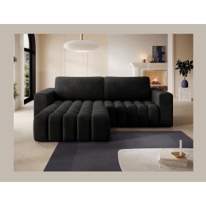 Canapé d’angle convertible DORY gris foncé 250 cm avec coffre de rangement angle gauche 